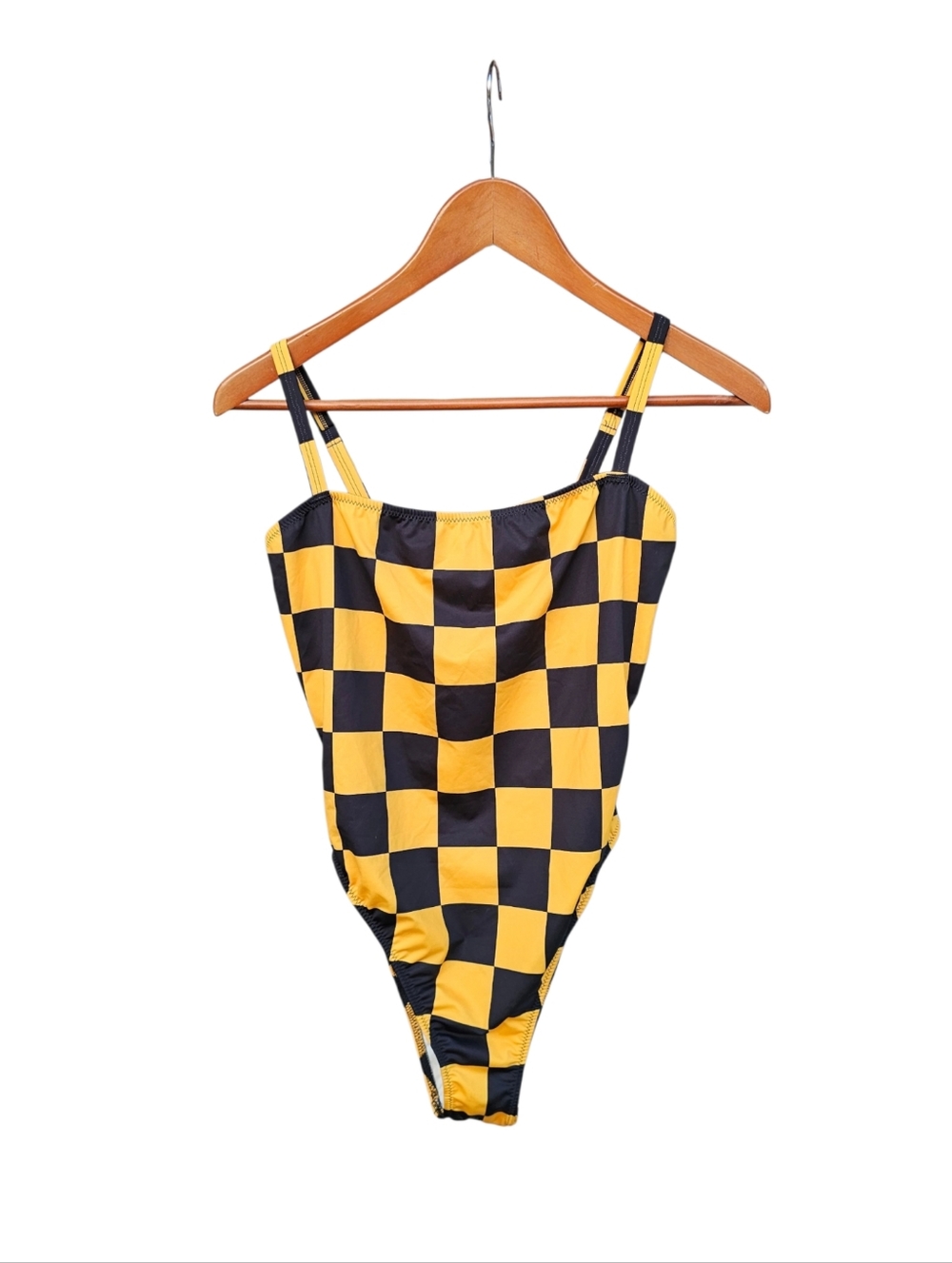 NWT Solid & Striped X Re/Done Yellow Black Checkerboard One-Piece Swim Suit - Picture 3 of 8
